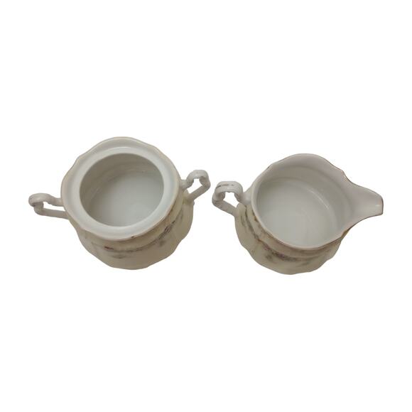 Carl Tielsch Germany Floral Porcelain Creamer And Sugar Bowl Set - Picture 4 of 7
